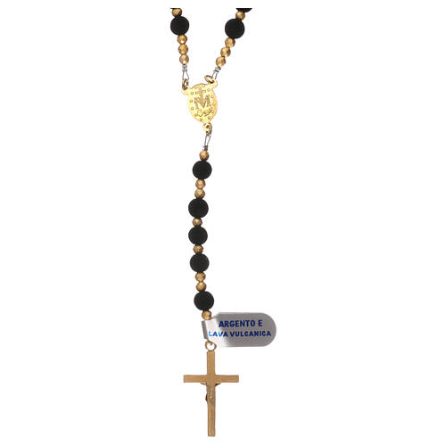 Rosary in golden silver 925 and volcanic lava with hematite 2