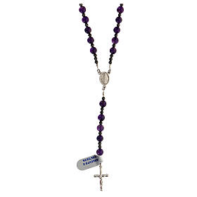 Rosary with cross in 925 silver and amethyst