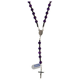 Rosary with cross in 925 silver and amethyst