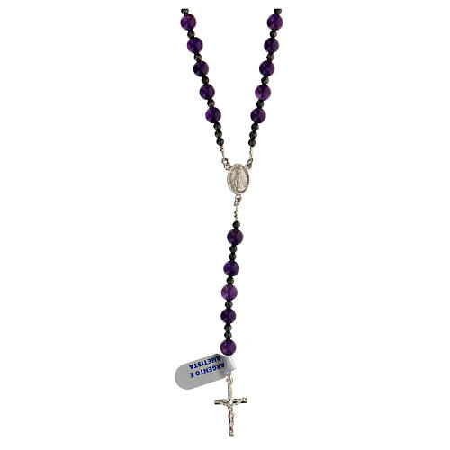 Rosary with cross in 925 silver and amethyst 1