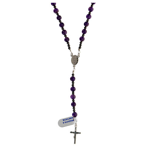 Rosary with cross in 925 silver and amethyst 2