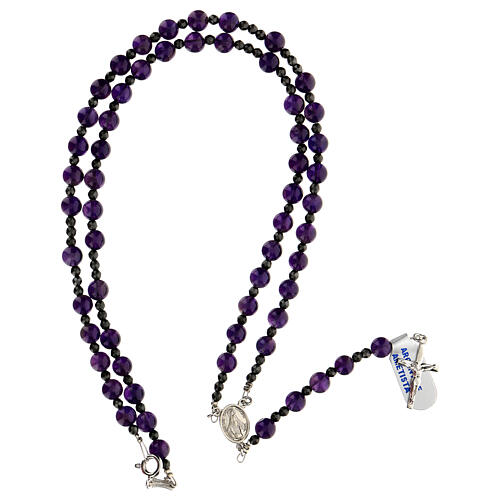 Rosario croce argento 925 e ametista 4
