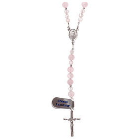Rosary with beads in rose quartz and 925 silver