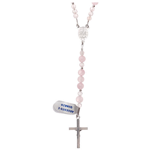 Rosary with beads in rose quartz and 925 silver 2