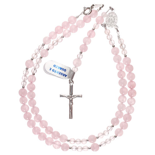 Rosary with beads in rose quartz and 925 silver 4