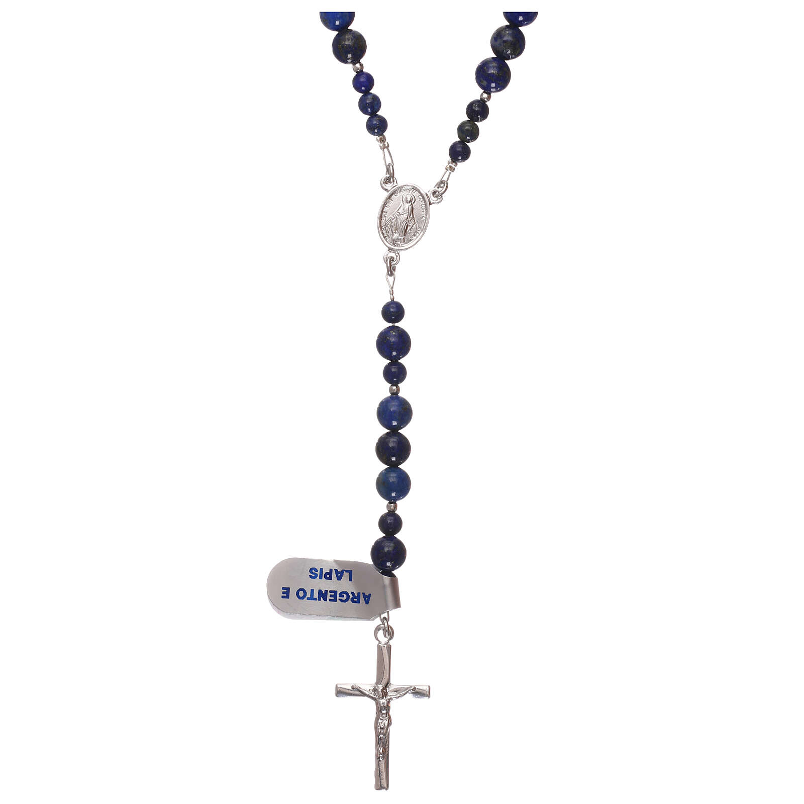 Rosary 925 silver and lapis lazuli beads | online sales on HOLYART.com