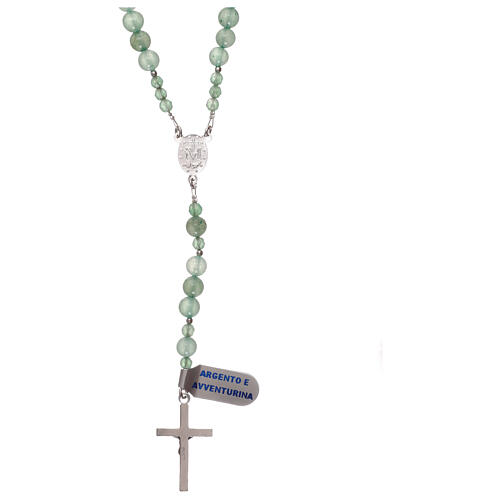 Rosenkranz aus 925er Silber und grünen Perlen aus Aventurin 2