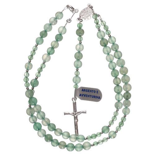 Rosenkranz aus 925er Silber und grünen Perlen aus Aventurin 4