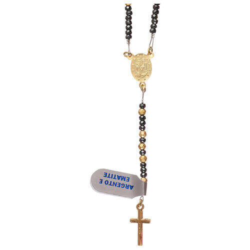 Rosary in gilded 925 silver, burnished and golden hematite 2