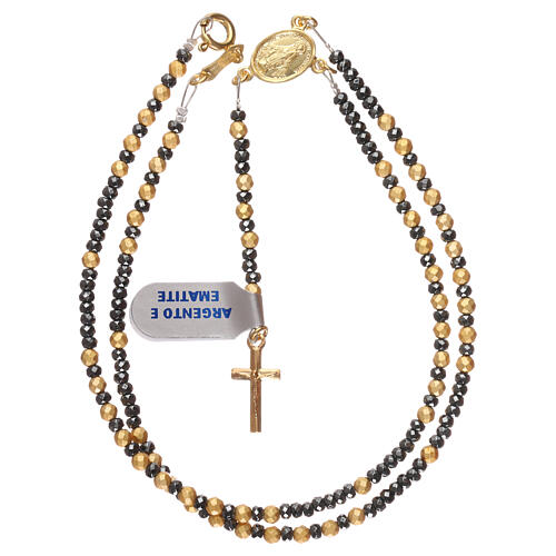 Rosary in gilded 925 silver, burnished and golden hematite 4
