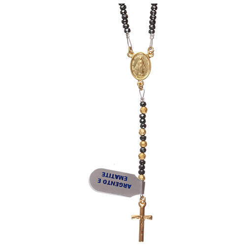 Rosary 925 gold-plated silver burnished and golden hematite 1