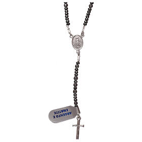 Rosary with cross and hematite in 925 silver and grey