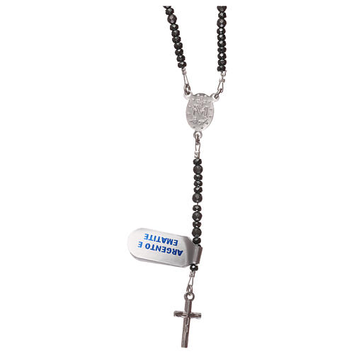 Rosario croce ed ematite argento 925 e grigio 2