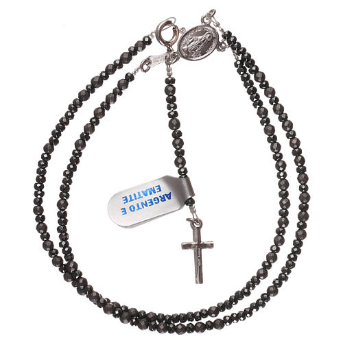 Rosario croce ed ematite argento 925 e grigio 4