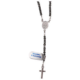 Rosary silver cross and grey hematite beads