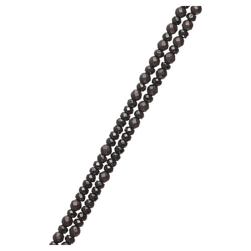 Rosary silver cross and grey hematite beads 3