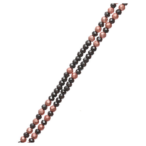 Rosenkranz aus 925er Silber mit schwarzen und roségoldenen Steinchen 3