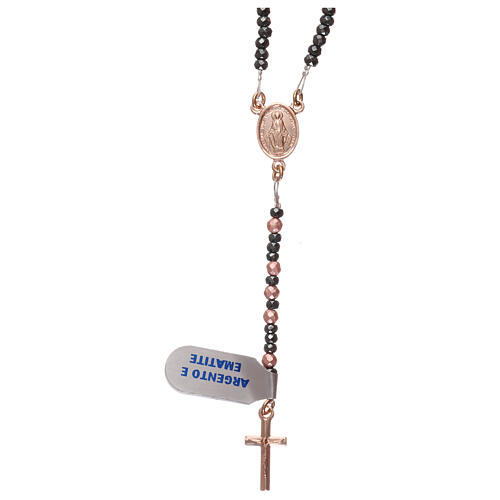 Rosary in rose 925 silver and grey hematite 1