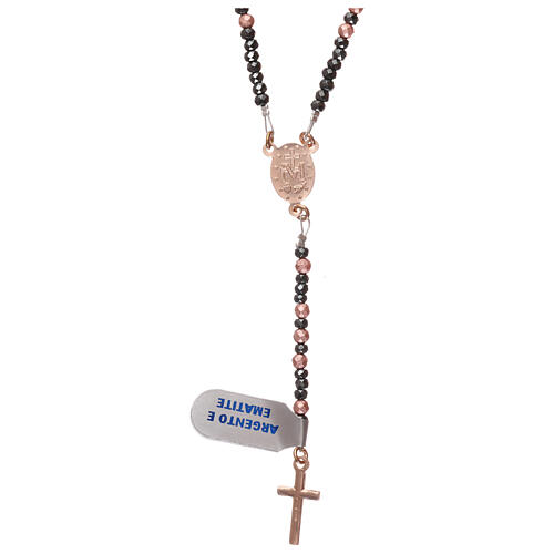 Rosary in rose 925 silver and grey hematite 2