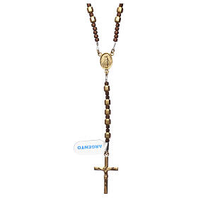 Rosary of 925 gold-plated silver with hexagonal beads and brown hematite