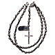 Rosary of 925 rhodium-plated silver and grey hematite s4