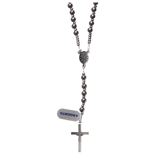 Rosary of 925 ruthenium-plated silver and grey hematite 2