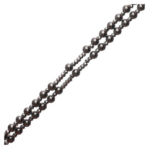 Rosary of 925 ruthenium-plated silver and grey hematite 3