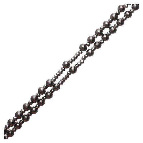 Rosario argento 925 con finitura rutenio ed ematite grigia 3