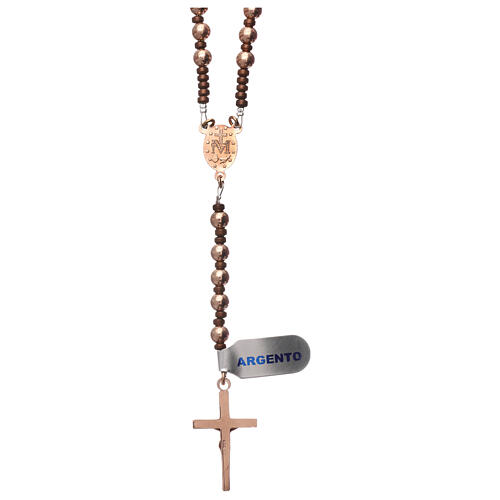 Rosary of 925 rpink silver and brown hematite 2