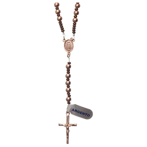 Rosario argento 925 rosé ed ematite marrone 1