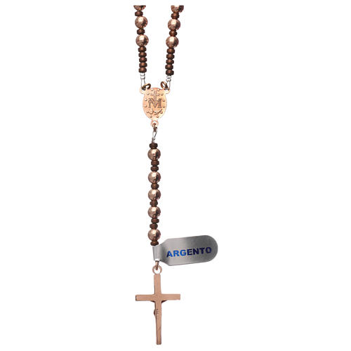 Rosario argento 925 rosé ed ematite marrone 2