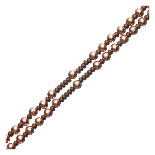 Rosario argento 925 rosé ed ematite marrone 3