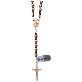Rosary 925 silver with rosé finish and brown hematite