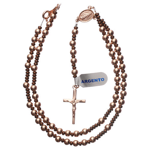 Rosary 925 silver with rosé finish and brown hematite 4