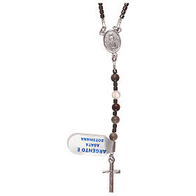 Rosary 925 silver beads of Botswana agate and hematite