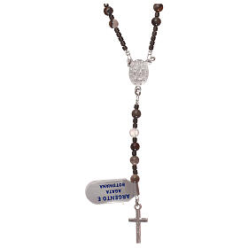 Rosary 925 silver beads of Botswana agate and hematite