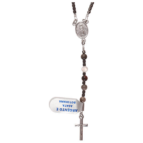 Rosary 925 silver beads of Botswana agate and hematite 1
