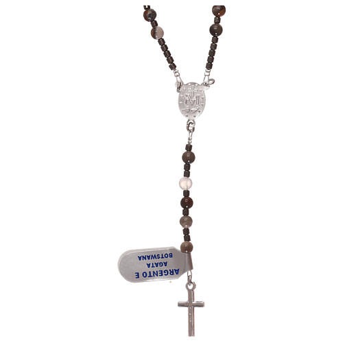 Rosary 925 silver beads of Botswana agate and hematite 2