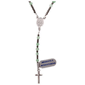 Rosenkranz aus 925er Silber und Perlen aus Aventurin und Hematit