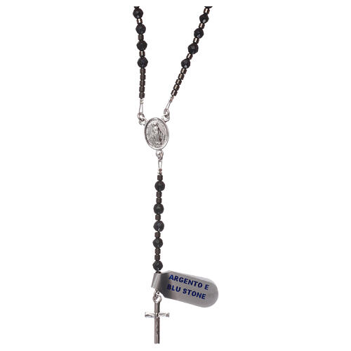 Rosary of 925 silver, bluestone and hematite 1