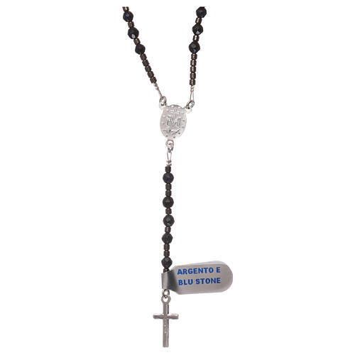 Rosary of 925 silver, bluestone and hematite 2