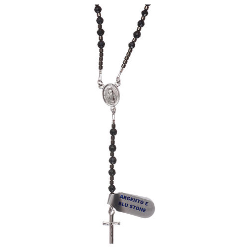 Rosario argento 925 e pietra blu stone brillantata 1