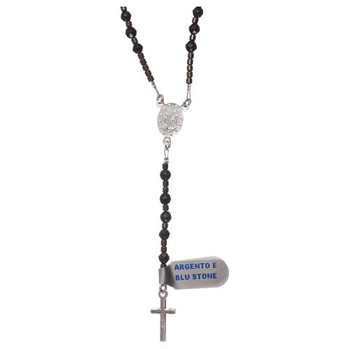 Rosario argento 925 e pietra blu stone brillantata 2