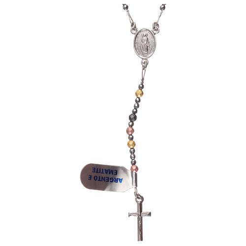 Rosario argento 925 grani ematite colorata 1