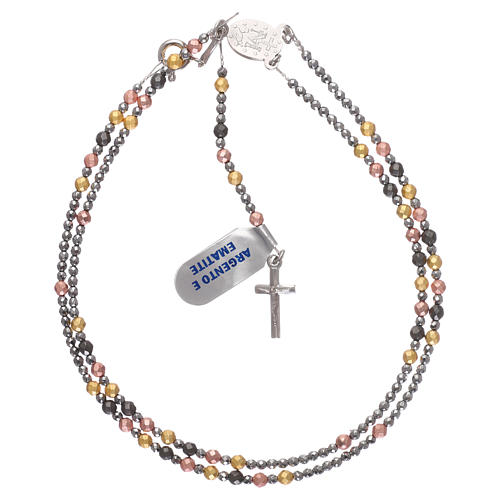 Rosario argento 925 grani ematite colorata 4
