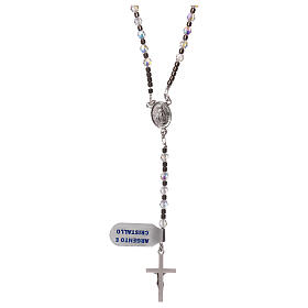 Rosary of 925 silver with white strass beads