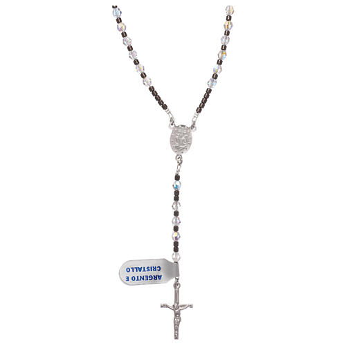 Rosary of 925 silver with white strass beads 1