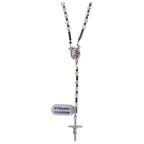 Rosary of 925 silver with white strass beads 2