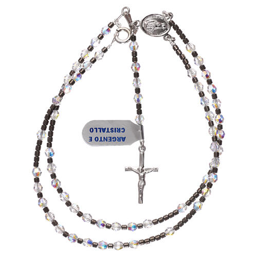 Rosary of 925 silver with white strass beads 4