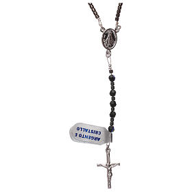 Rosary of 925 silver with black strass beads